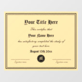 Officieel certificaat sjabloon op maat raamsticker (Vel)