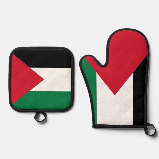 officieel de staatsvlag van Palestina Ovenwant & Pannenlap Set (Voorkant)