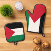 officieel de staatsvlag van Palestina Ovenwant & Pannenlap Set (Top down)