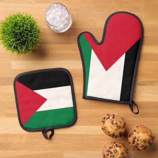 officieel de staatsvlag van Palestina Ovenwant & Pannenlap Set (Top down)