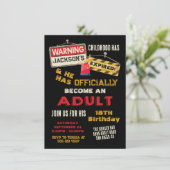 Officieel een Adult Warning draaien 18 Verjaardag Kaart (Staand voorkant)