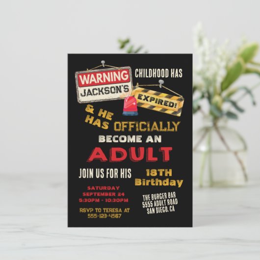 Officieel een Adult Warning draaien 18 Verjaardag Kaart (Staand voorkant)