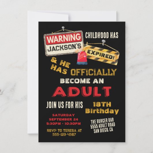 Officieel een Adult Warning draaien 18 Verjaardag Kaart (Voorkant)