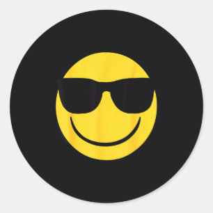 Officieel Emoji Retro Zonnebril Gele Lachend Gezic Ronde Sticker