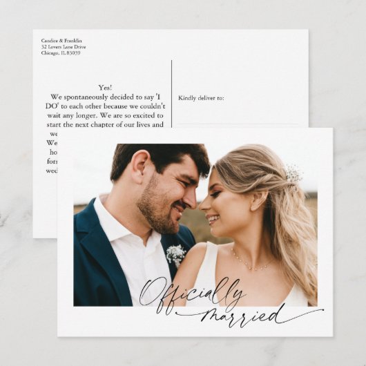 Officieel gehuwde aankondiging briefkaart (Voorkant / Achterkant)