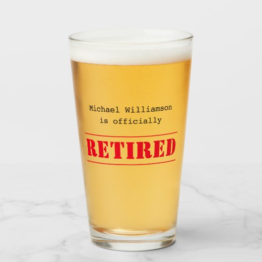 Officieel gepensioneerd, aangepaste naam cadeau ro glas (Voorkant gevuld)