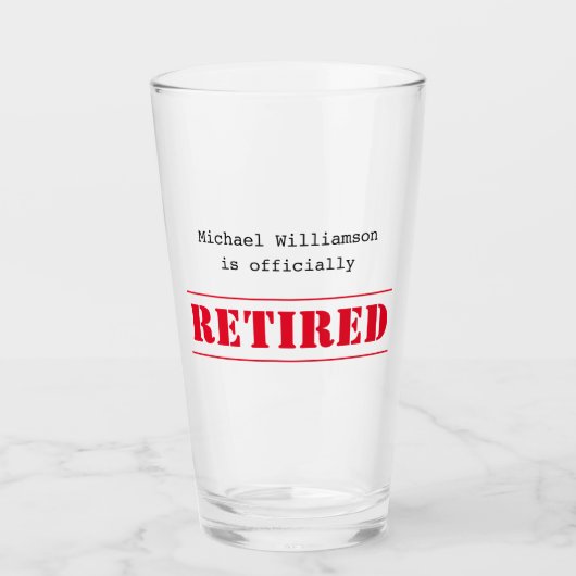 Officieel gepensioneerd, aangepaste naam cadeau ro glas (Voorkant)