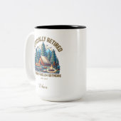 Officieel gepensioneerd, aangepaste naam en datum tweekleurige koffiemok (Voorkant links)