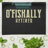 Officieel Gepensioneerd Grappig vissen pensioen Theedoek (Gevouwen)