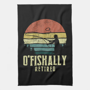 Officieel Gepensioneerd Grappig vissen pensioen Theedoek