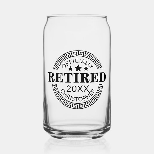 Officieel Gepensioneerde Douanenaam & Datum Grieks Blikvorm Glas (Voorkant)