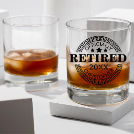 Officieel Gepensioneerde Douanenaam & Datum Grieks Whisky Glas