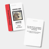 Officieel gepersonaliseerd rood-wit servicehond badge (Voor- en achterkant)