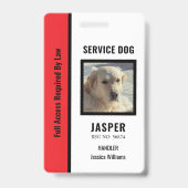 Officieel gepersonaliseerd rood-wit servicehond badge (Voorzijde)