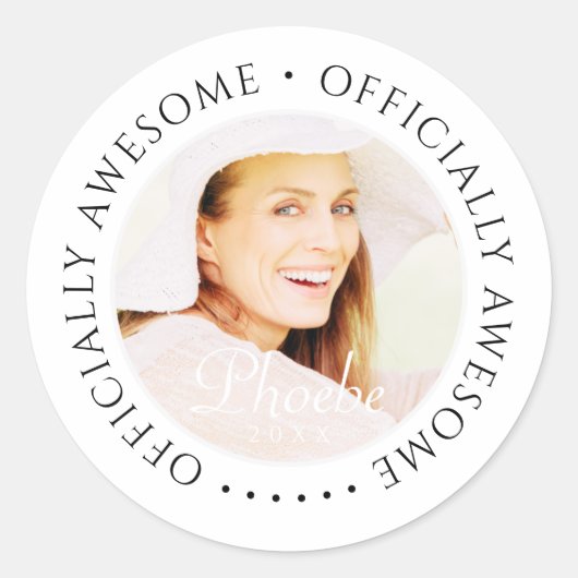 Officieel Geweldige eenvoudige verjaardagsfoto Ronde Sticker (Voorkant)