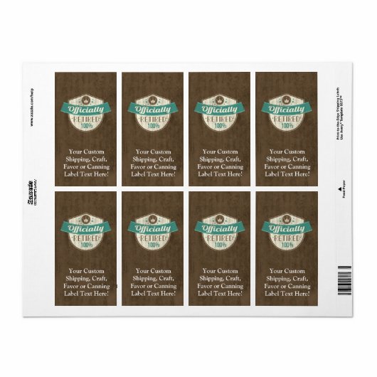 Officieel in ruste, 100 %  pensionering etiket (Full Sheet)