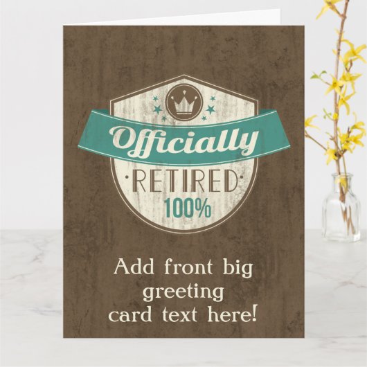 Officieel in ruste, 100 %  pensionering kaart (Gele Bloem)