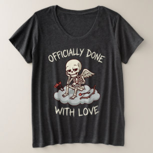 Officieel klaar met liefdes skelet Cupido ontwerp Grote Maat T-shirt