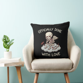 Officieel klaar met liefdes skelet Cupido ontwerp Kussen