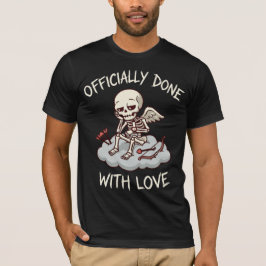 Officieel klaar met liefdes skelet Cupido ontwerp T-shirt