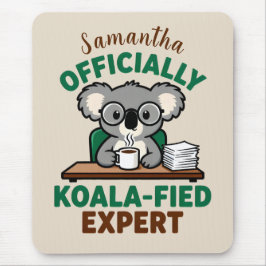 Officieel Koala-achtige Expert Grappige Koffie Pun Muismat