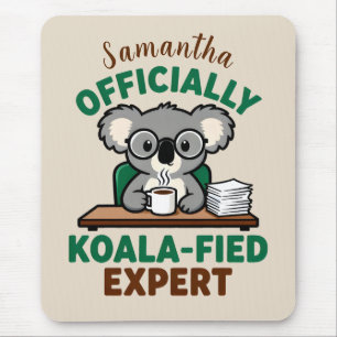 Officieel Koala-achtige Expert Grappige Koffie Pun Muismat