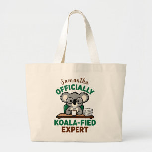 Officieel Koala-geschoolde Expert Grappige Koffie  Grote Tote Bag