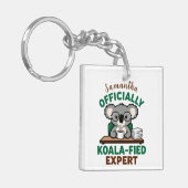 Officieel Koala-geschoolde Expert Grappige Koffie Sleutelhanger (Voorkant Links)