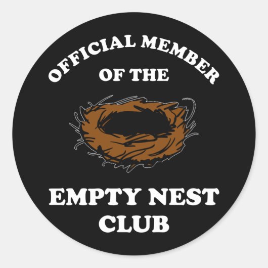 Officieel lid van de Empty Nest Club Ronde Sticker (Voorkant)