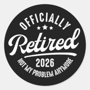 Officieel met pensioen 2026 niet meer mijn problee ronde sticker