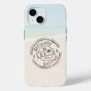 Officieel met pensioen bij tropisch strand en ocea iPhone 15 case