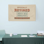 officieel met pensioen gegaan onder nieuw beheer spandoek (Beurs)