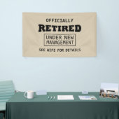 officieel met pensioen gegaan onder nieuw beheer spandoek (Beurs)