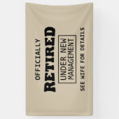 officieel met pensioen gegaan onder nieuw beheer spandoek (Verticaal)