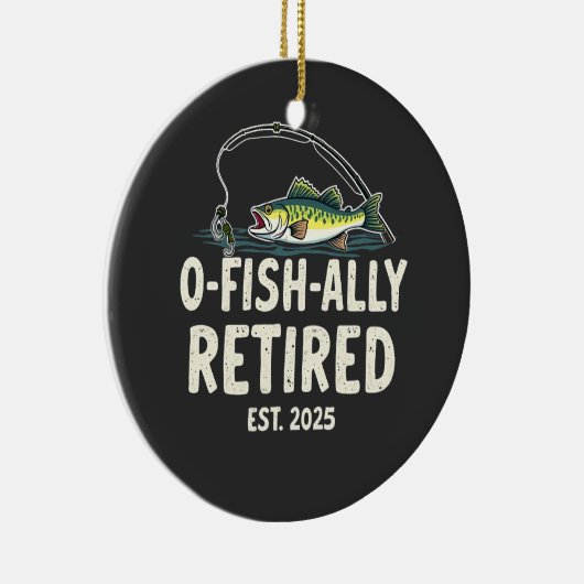 Officieel met pensioen per 2025 Gepensioneerde Vis Keramisch Ornament (Rechts)