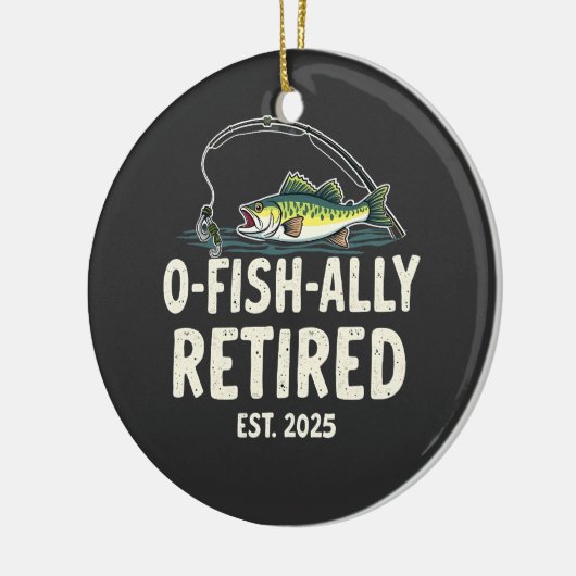 Officieel met pensioen per 2025 Gepensioneerde Vis Keramisch Ornament (Links)