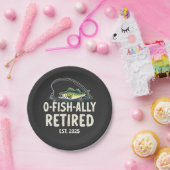Officieel met pensioen per 2025 Gepensioneerde Vis Papieren Bordje (Feest)