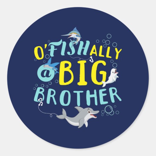 Officieel - O'Fishally een grote broer woordspelin Ronde Sticker (Voorkant)