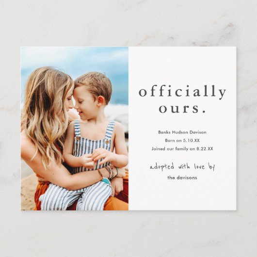 Officieel ons | Minimale fotoadoptie Briefkaart (Voorkant)