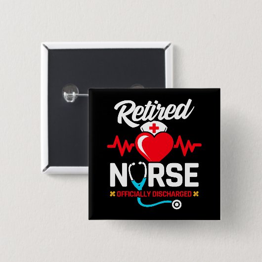 officieel ontslagen gepensioneerde verpleegkundige vierkante button 5,1 cm (Voorkant /achterkant)