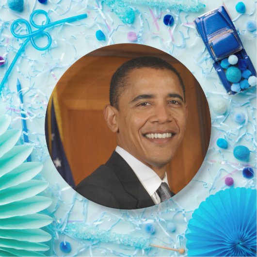 Officieel portret van Barack Obama Papieren Bordje (Feest)
