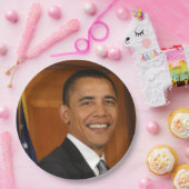 Officieel portret van Barack Obama Papieren Bordje (Feest)