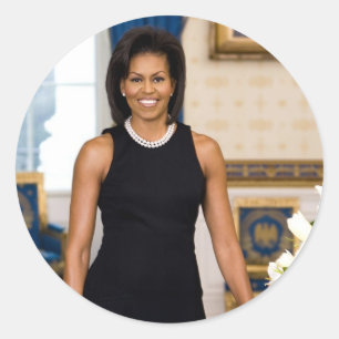 Officieel portret van First Lady Michelle Obama Ronde Sticker