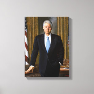 Officieel presidentieel portret Bill Clinton Canvas Afdruk