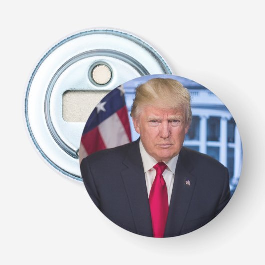 Officieel presidentieel portret van Donald Trump Button Flesopener (Voorkant)