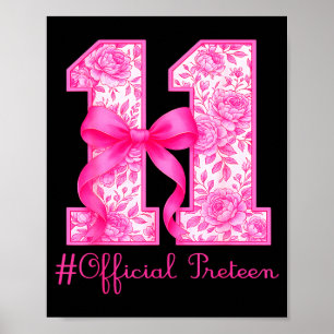 Officieel pretiener 11e verjaardag meisje roze Coq Poster
