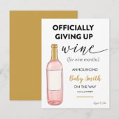 Officieel stoppen met een grappige wijnzwangerscha aankondigingskaart (Voorkant / Achterkant)