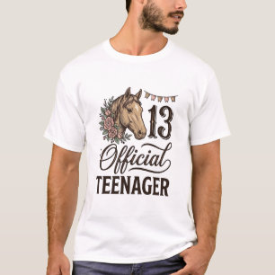 Officieel tiener 13 paard verjaardag vintage ontwe t-shirt