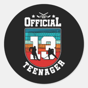 Officieel tiener 13e verjaardag 13 jaar jongen hoc ronde sticker