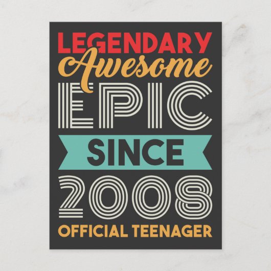 Officieel tiener 13e verjaardag dertien jaar oud briefkaart (Voorkant)